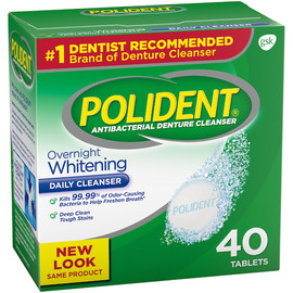 Polident Overnight White Cleanser, 40 Tablets, 12 Per Case