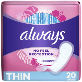 Always Regular Thin Pantiliner Unscented, 20 Count, 24 Per Case Always Regular Thin Pantiliner Unscented, 20 Count, 24 Per Case