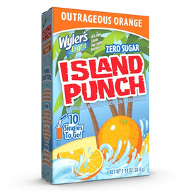 Wylers Light Zero Sugar Island Punch Outrageous Orange Singles To Go, 10 Count, 12 Per Case Wylers Light Zero Sugar Island Punch Outrageous Orange Singles To Go, 10 Count, 12 Per Case