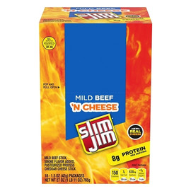 Slim Jim Mild Beef and Cheese Stick, 1.5 Ounce, 108 Per Case