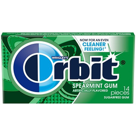 Orbit Spearmint Gum, 14 Piece, 3 Per Pack, 20 Per Case