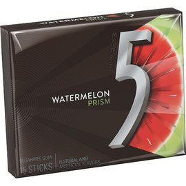 Five Watermelon Prism Gum, 15 Piece, 10 Per Pack, 12 Per Case