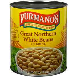 Furmanos Great Northern White Beans in Brine, 110 Ounce, 6 Per Case