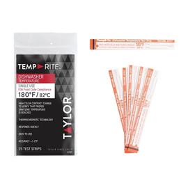 Taylor Temprite Dishwasher Temperature Test Strips, 25 Count, 12 Per Case