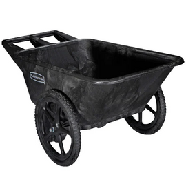 Rubbermaid FG564200BLA Big Wheel Black Heavy-Duty Tilt-Truck Cart - 7.5 cu. ft.