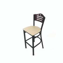 JMC Furniture Eagle Series Barstool, Supports Up To 300 Lb, 28.5" Seat Height, Taupe Seat, Dark Mahogany Back, Black Base