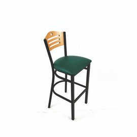 JMC Furniture Eagle Series Barstool, Supports Up To 300 Lb, 28.5" Seat Height, Green Seat, Natural Back, Black Base