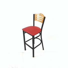 JMC Furniture Eagle Series Barstool, Supports Up To 300 Lb, 28.5" Seat Height, Red Seat, Natural Back, Black Base