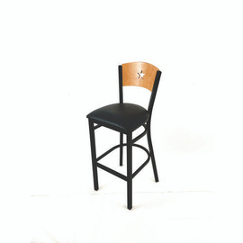 JMC Furniture Liberty Series Barstool, Supports Up To 300 Lb, 28.5" Seat Height, Black Seat, Natural Back, Black Base