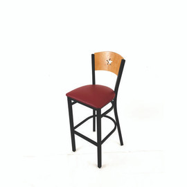 JMC Furniture Liberty Series Barstool, Supports Up To 300 Lb, 28.5" Seat Height, Burgundy Seat, Natural Back, Black Base