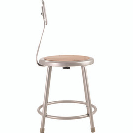 NPS 6200 Series Heavy Duty Steel Stool With Backrest, Supports Up To 500 Lb, 18" Seat Height, Brown Seat, Gray Back/base