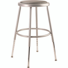 NPS 6400 Series Height Adjustable Hd Vinyl Padded Steel Stool, Backless, Supports 500 Lb, 18.5"-26.5" Seat Height, Gray Seat/base