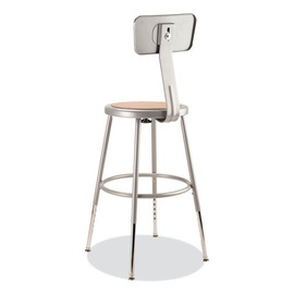 NPS 6200 Series 19" To 27" Height Adjustable Heavy Duty Stool With Backrest, Supports 500 Lb, Brown Seat, Gray Back, Gray Base