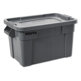 Rubbermaid® Brute Tote With Lid, 14 Gal,27.5" x 16.75" x 10.75", Gray, 1 Each/Carton