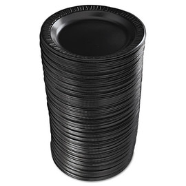 Dart Quiet Classic Laminated Foam Dinnerware, Plate, 9" Dia, Black, 125/pack, 4 Packs/carton