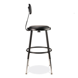 NPS 6400 Series Height Adjustable Heavy Duty Vinyl Steel Stool With Backrest, Supports 300 Lb, 19" To 27" Seat Height, Black
