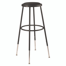 NPS 6400 Series Height Adjustable Hd Vinyl Padded Steel Stool, Supports 500 Lbs, 30.5" To 38.5" Seat Height, Black Seat/base