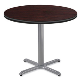 NPS Cafe Table, 36" Diameter X 30h, Round Top/x-base, Mahogany Top, Gray Base