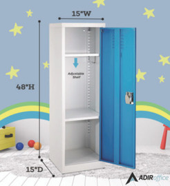 AdirOffice Steel Storage Locker, 1 Compartment, 15 X 15 X 48, Blue