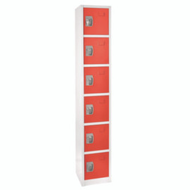AdirOffice Steel Storage Locker, 6 Compartment, 12 X 12 X 72, Red