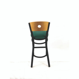 JMC Furniture Circle Series Barstool, Supports Up To 300 Lb, 28.5" Seat Height, Green Seat, Natural Back, Black Base