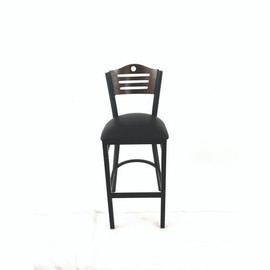 JMC Furniture Eagle Series Barstool, Supports Up To 300 Lb, 28.5" Seat Height, Black Seat, Dark Walnut Back, Black Base