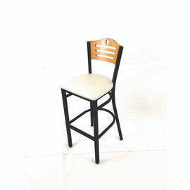 JMC Furniture Eagle Series Barstool, Supports Up To 300 Lb, 28.5" Seat Height, Cream Seat, Natural Back, Black Base