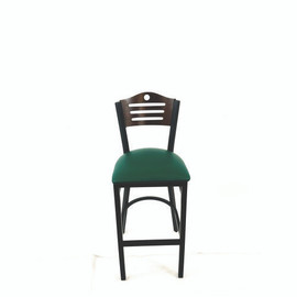 JMC Furniture Eagle Series Barstool, Supports Up To 300 Lb, 28.5" Seat Height, Green Seat, Dark Walnut Back, Black Base