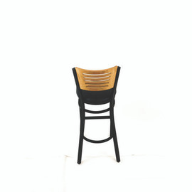 JMC Furniture Jones River Series Barstool, Supports Up To 300 Lb, 28.5" Seat Height, Black Seat, Natural Back, Black Base