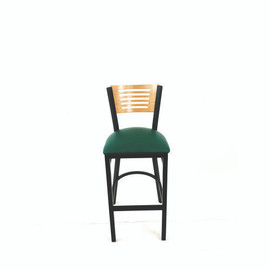 JMC Furniture Jones River Series Barstool, Supports Up To 300 Lb, 28.5" Seat Height, Green Seat, Natural Back, Black Base