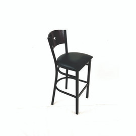 JMC Furniture Liberty Series Barstool, Supports Up To 300 Lb, 28.5" Seat Height, Black Seat, Dark Mahogany Back, Black Base