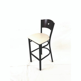 JMC Furniture Liberty Series Barstool, Supports Up To 300 Lb, 28.5" Seat Height, Cream Seat, Dark Mahogany Back, Black Base