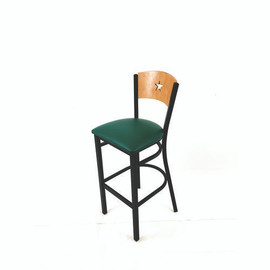 JMC Furniture Liberty Series Barstool, Supports Up To 300 Lb, 28.5" Seat Height, Green Seat, Natural Back, Black Base