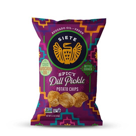 Siete Family Foods Spicy Dill Pickle Kettle Cooked Potato Chips, 5.5 Ounce, 6 Per Case