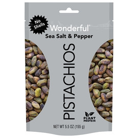 Wonderful Pistachios No Shell Sea Salt & Pepper Pistachios, 5.5 Ounce, 10 Per Case