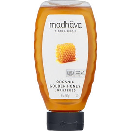Madhava Golden Honey Bottle, 16 Ounce, 6 Per Case