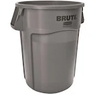 Brute Vented Trash Receptacle, Round, 44 Gal, Gray