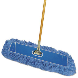 Dry Mopping Kit, 36 X 5 Blue Blended Synthetic Head, 60" Natural Wood/metal Handle
