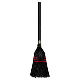 Flag Tipped Poly Lobby Brooms, Flag Tipped Poly Bristles, 38" Overall Length, Natural/black, 12/carton Flag Tipped Poly Lobby Brooms, Flag Tipped Poly Bristles, 38" Overall Length, Natural/black, 12/carton