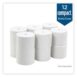 Compact Coreless Bath Tissue, Septic Safe, 2-ply, White, 750 Sheets/roll, 36/carton Compact Coreless Bath Tissue, Septic Safe, 2-ply, White, 750 Sheets/roll, 36/carton
