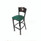 JMC Furniture Circle Series Barstool, Supports Up To 300 Lb, 28.5" Seat Height, Green Seat, Dark Walnut Back, Black Base