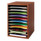 Safco® Wood Vertical Desktop Sorter, 11 Sections 10 5/8 x 11 7/8 x 16, Medium Oak, 1 Each/Carton