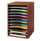 Safco® Wood Vertical Desktop Sorter, 11 Sections 10 5/8 x 11 7/8 x 16, Medium Oak, 1 Each/Carton