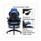 Vortex Bonded Leather Gaming Chair, Supports Up To 301 Lbs, 17.9" To 21.6" Seat Height, Blue/black, Black Base