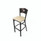 JMC Furniture Circle Series Barstool, Supports Up To 300 Lb, 28.5" Seat Height, Taupe Seat, Dark Walnut Back, Black Base