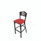 JMC Furniture Eagle Series Barstool, Supports Up To 300 Lb, 28.5" Seat Height, Red Seat, Dark Walnut Back, Black Base