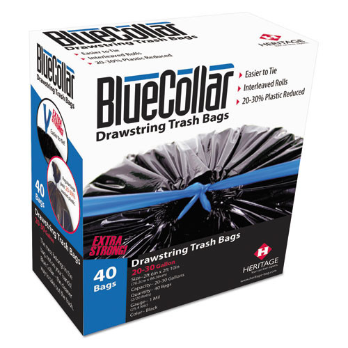 Drawstring Trash Bags, 30 Gal, 1 Mil, 30" X 34", Black, 240/carton