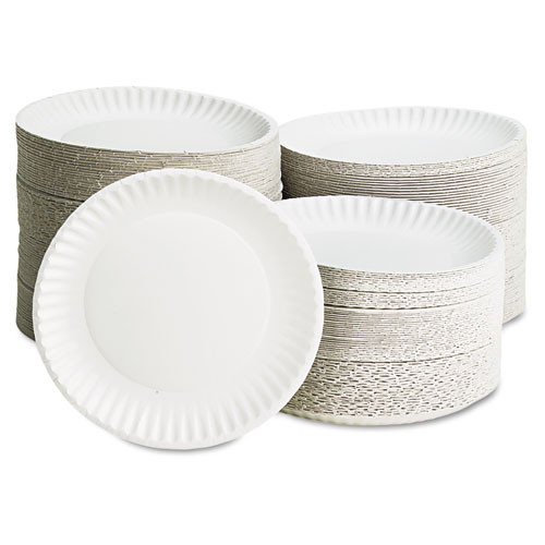 White Paper Plates, 6" Dia, 100/pack, 10 Packs/carton
