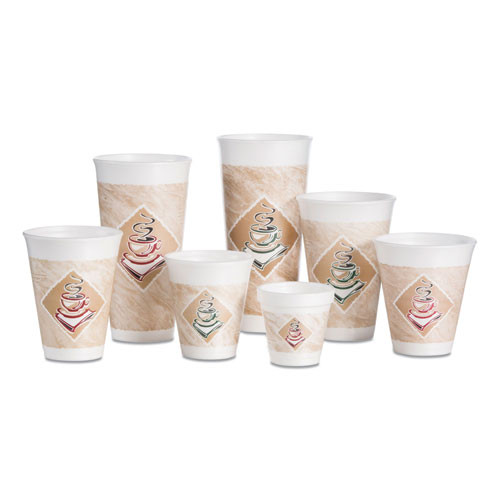 Cafe G Foam Hot/cold Cups, 12 Oz, Brown/red/white, 1,000/carton