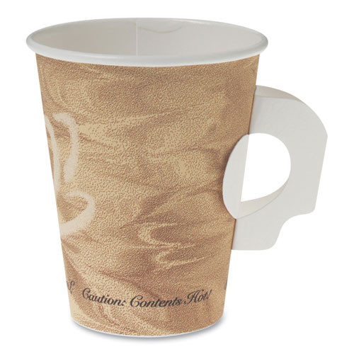 Mistique Polycoated Hot Paper Cup, 8 Oz, Printed, Brown, 50/ Sleeve, 20 Sleeves/carton